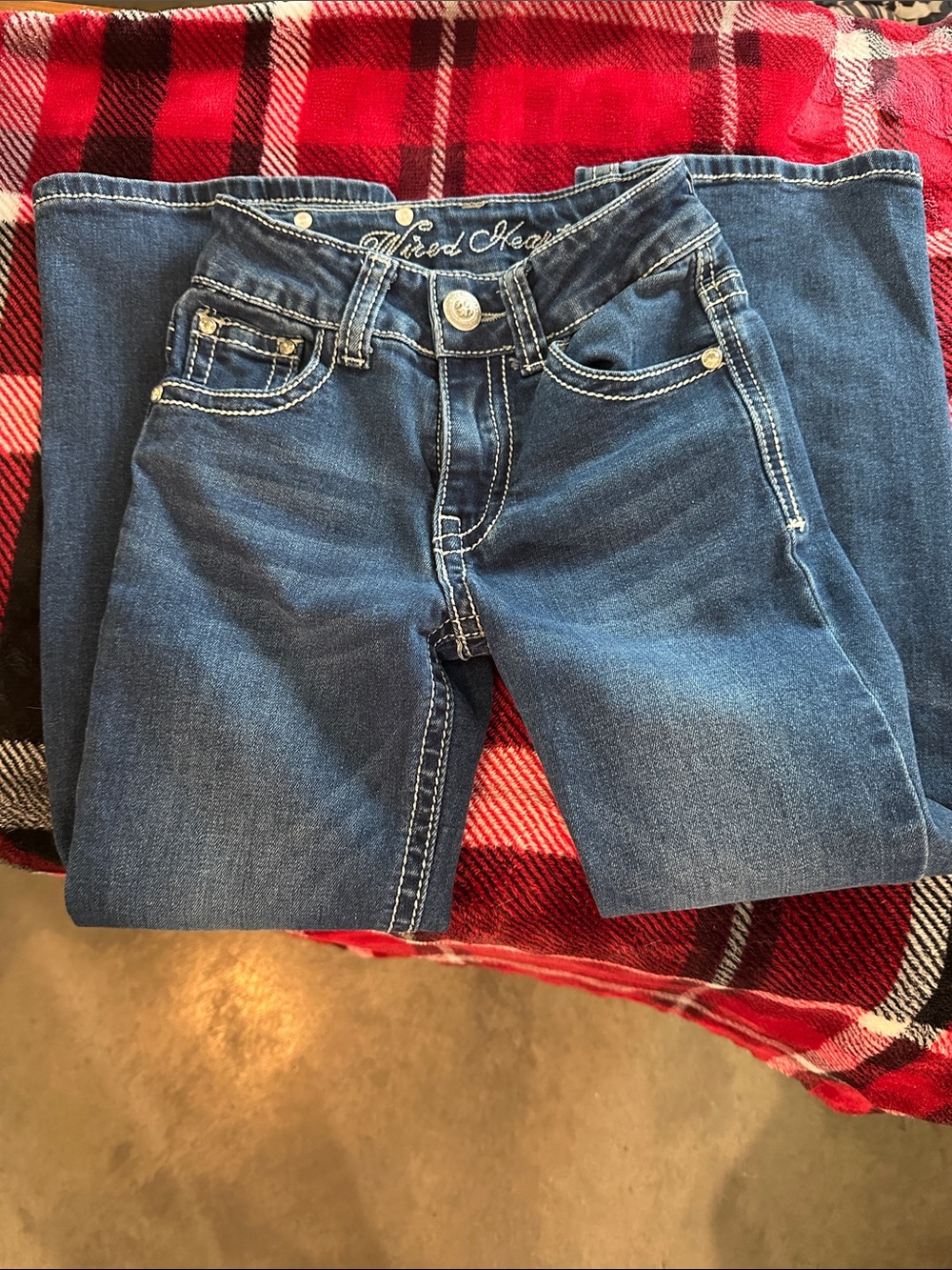 Girls Wired Heart Blue Denim Jeans